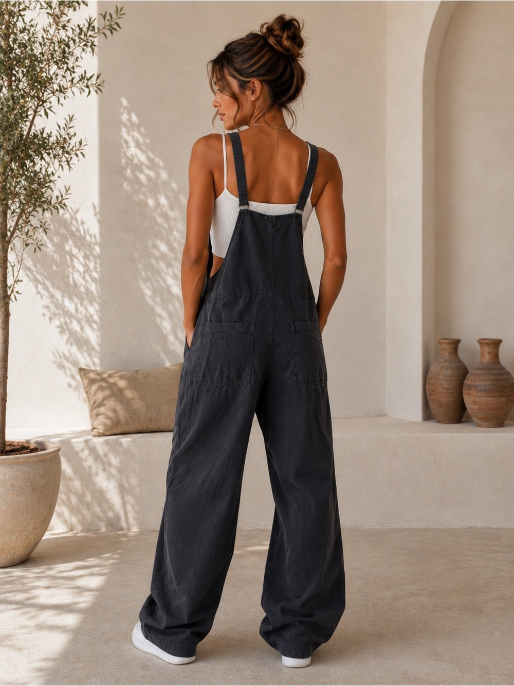 Women's Charcoal Gray Baggy Oversized Utility Jumpsuit Size Small | Relaxed Fit - Picture 3 of 11